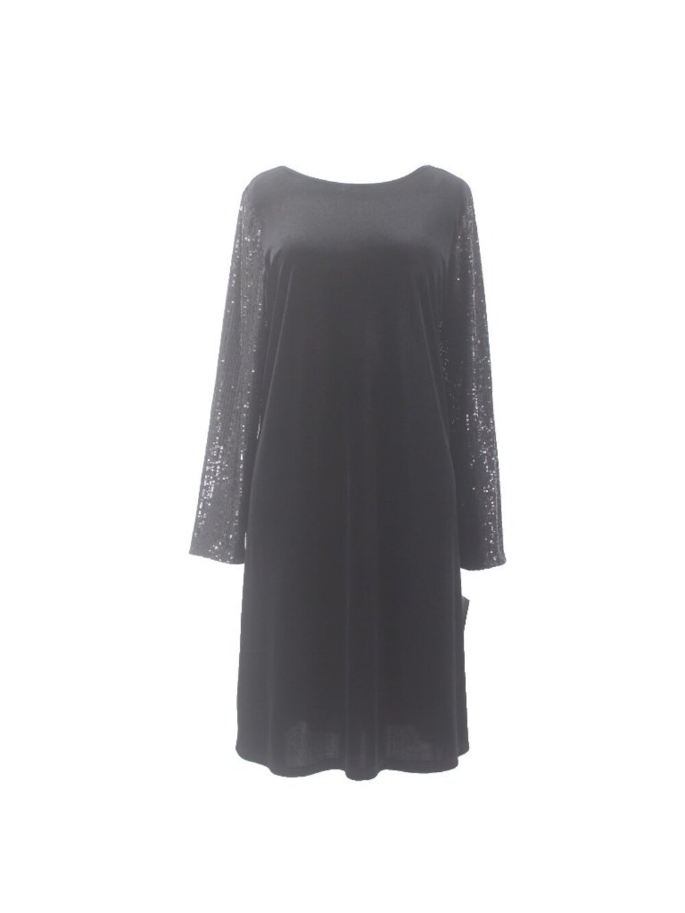 Marina Dress NEW Sz L Black Sequin Arms Velour Polyester Elastane Dress